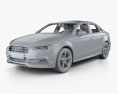Audi A3 S-line Worldwide sedan with HQ interior 2016 3d model clay render