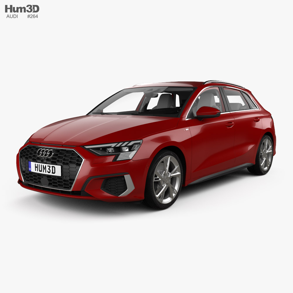 Audi A3 S-line sportback with HQ interior 2022 3D model