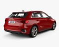 Audi A3 S-line sportback mit Innenraum 2020 3D-Modell Rückansicht