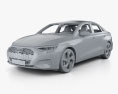 Audi A3 sedan with HQ interior 2022 3d model clay render