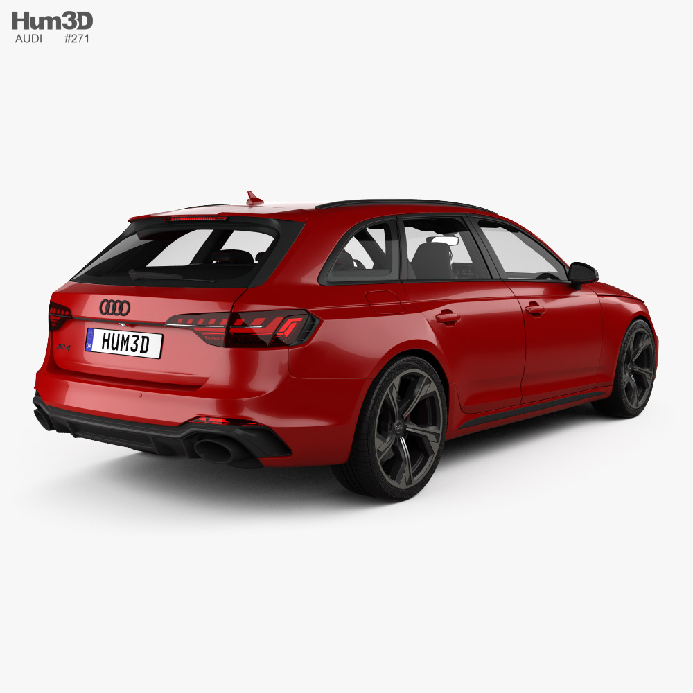 Audi RS4 avant mit Innenraum 2021 3D-Modell Rückansicht