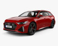 Audi RS6 avant with HQ interior and engine 2022 3d model