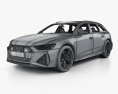 Audi RS6 avant with HQ interior and engine 2022 3d model wire render