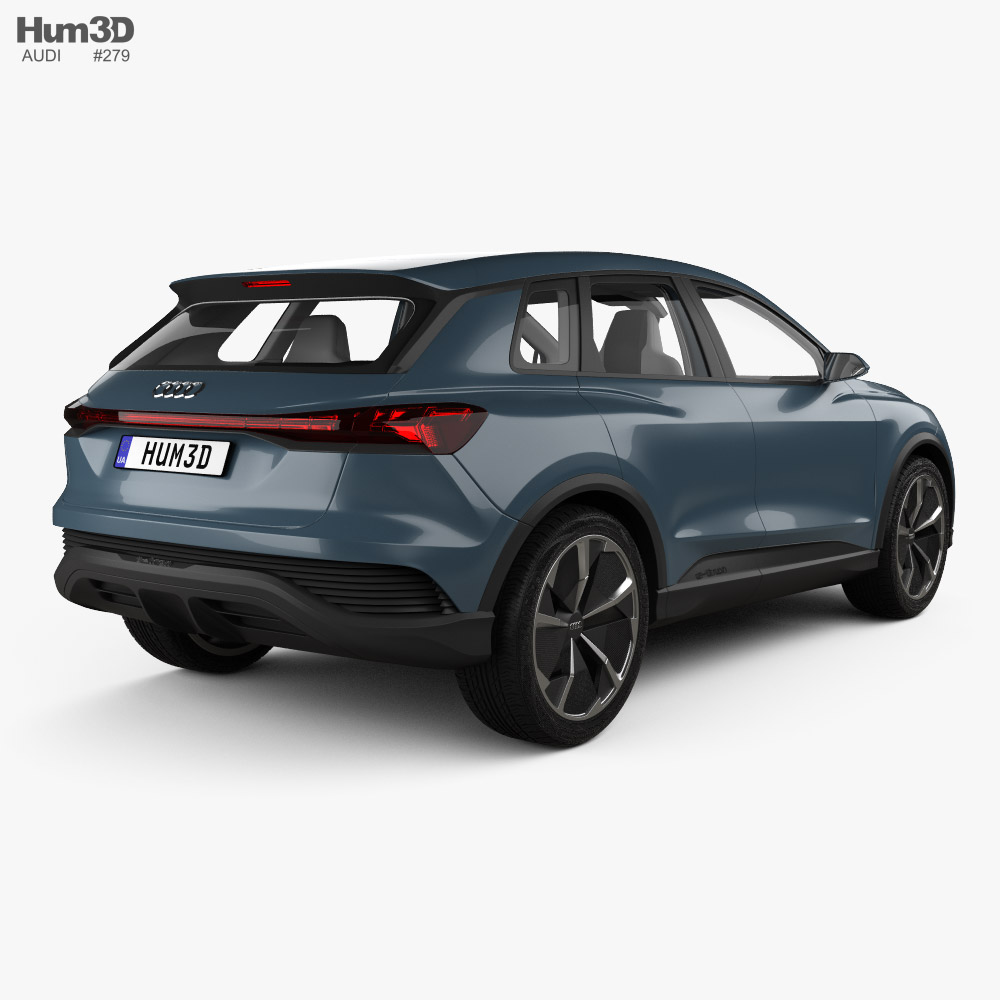Audi Q4 e-tron Konzept mit Innenraum 2019 3D-Modell Rückansicht