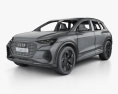 Audi Q4 e-tron Conceito com interior 2019 Modelo 3d wire render