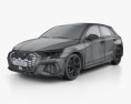 Audi S3 Edition One sportback 2022 3d model wire render