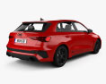 Audi RS3 sportback 2022 3D-Modell Rückansicht