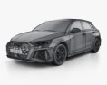 Audi RS3 sportback 2022 3Dモデル wire render