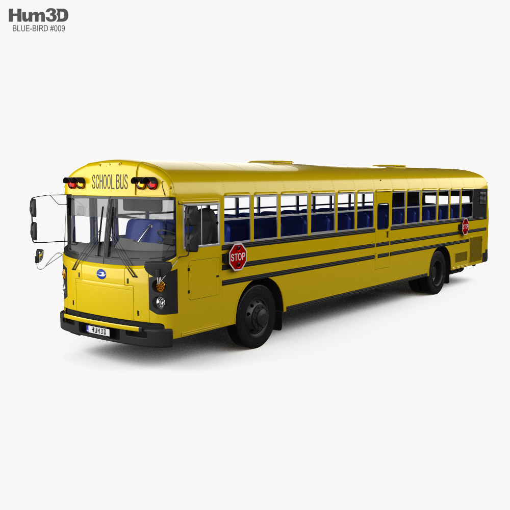 Blue Bird RE Autobus Scolaire avec Intérieur 2020 Modèle 3D