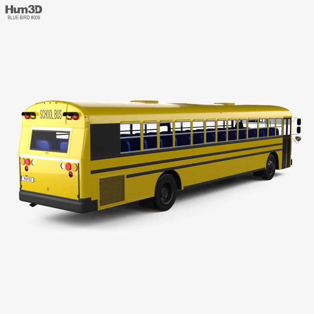 Blue Bird RE School Bus with HQ interior 2020 3d model back view