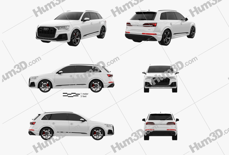Audi Q7 Sline 2022 Blueprint Template Hum3D
