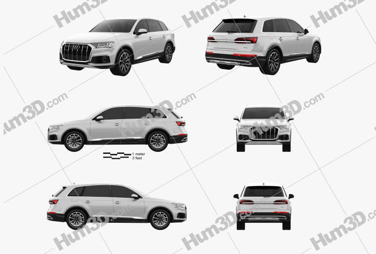 Audi Q7 2022 Blueprint Template Hum3D