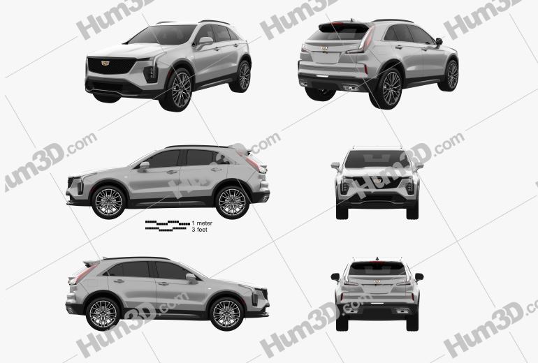 Cadillac XT4 Sport USspec 2024 Blueprint Template Hum3D