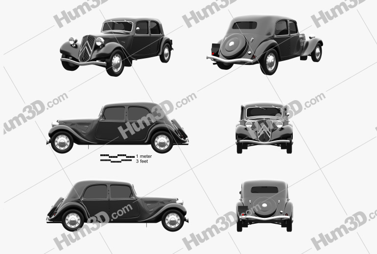 Citroen Traction Avant 1934 Blueprint Template Hum3D