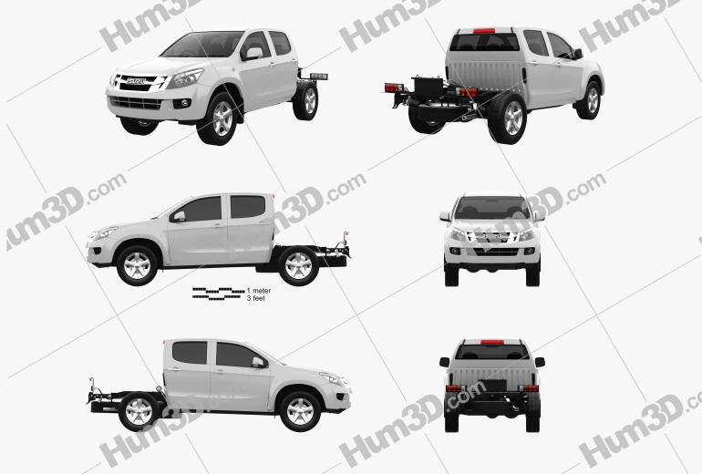 Isuzu D Max Double Cab Chassis 2014 Blueprint Template Hum3D custom-max-double-fluidesign