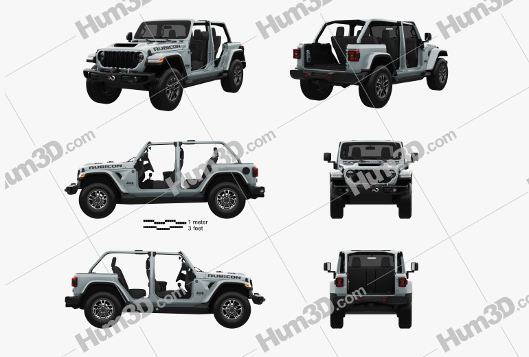 Jeep Wrangler Unlimited Rubicon 392 2024 Blueprint Template Hum3D