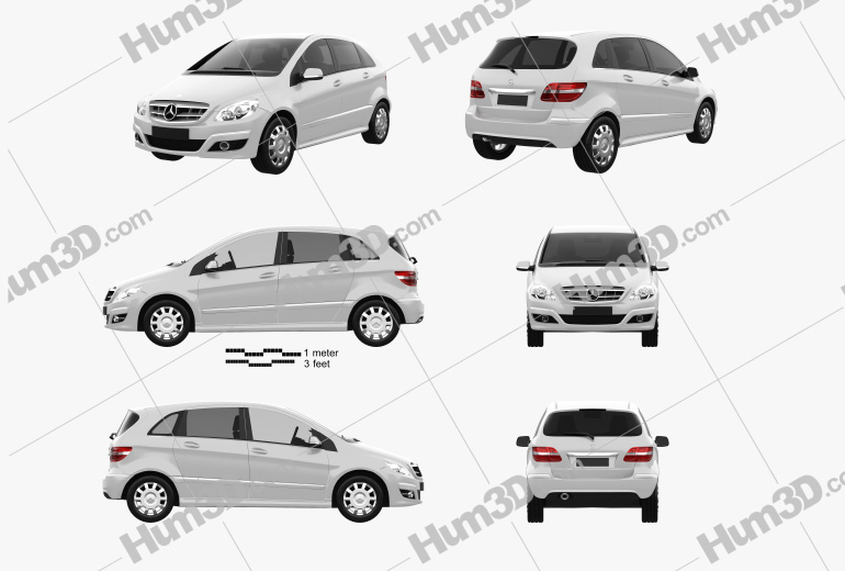 Mercedes-Benz B-class 2013 Blueprint Template - Hum3D