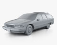 Buick Roadmaster wagon 1994 3d model clay render