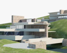 Будинок над водоспадом 3D модель