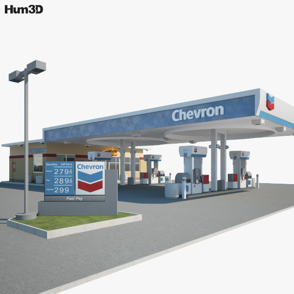 Chevron gas station 001 3D model