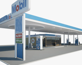 Mobil gas station 001 3D model