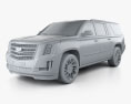 Cadillac Escalade ESV Platinum (EU) 2018 3D模型 clay render
