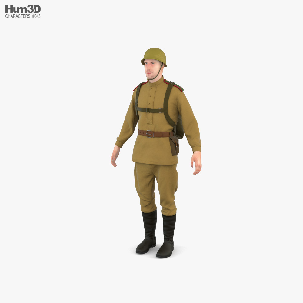 Soldat soviétique de la Seconde Guerre mondiale Modèle 3d