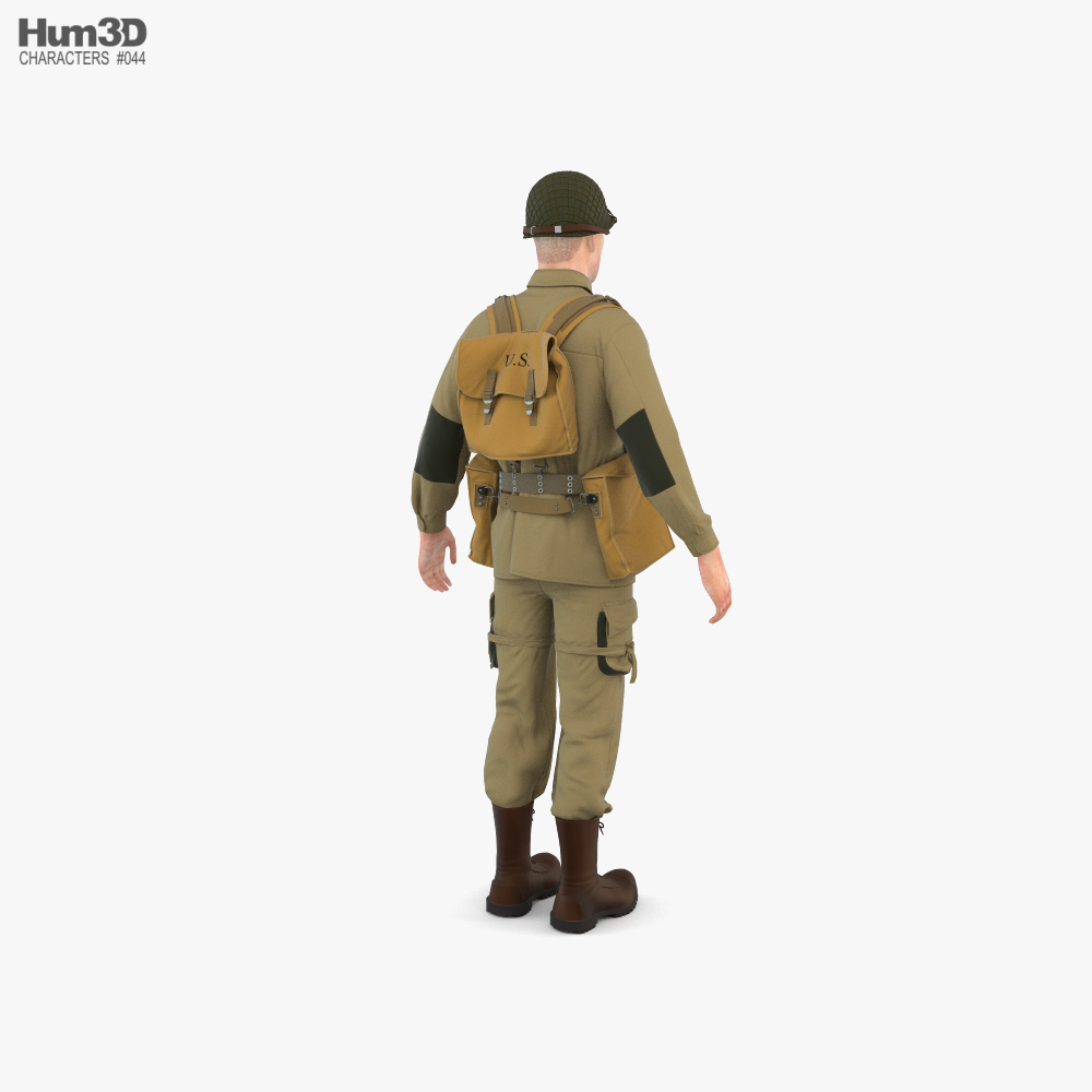 Soldado dos EUA na 2ª Guerra Mundial Modelo 3d