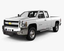 3D model of Chevrolet Silverado HD Extended Cab Standard bed 2022