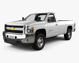 3D model of Chevrolet Silverado HD Regular Cab Long bed 2022