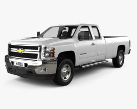 3D model of Chevrolet Silverado HD Extended Cab Long bed 2022