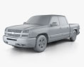 Chevrolet Silverado 1500 Crew Cab Short bed with HQ interior 2002 3D-Modell clay render