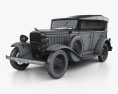 Chevrolet Confederate 4ドア Phaeton 1932 3Dモデル wire render