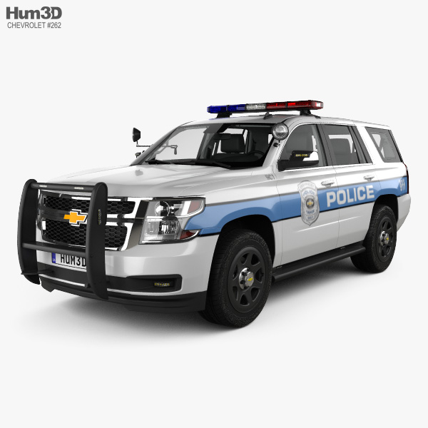 Chevrolet Tahoe 警察 HQインテリアと 2016 3Dモデル