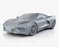 Chevrolet Corvette Stingray з детальним інтер'єром та двигуном 2022 3D модель clay render