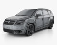 Chevrolet Orlando з детальним інтер'єром 2014 3D модель wire render