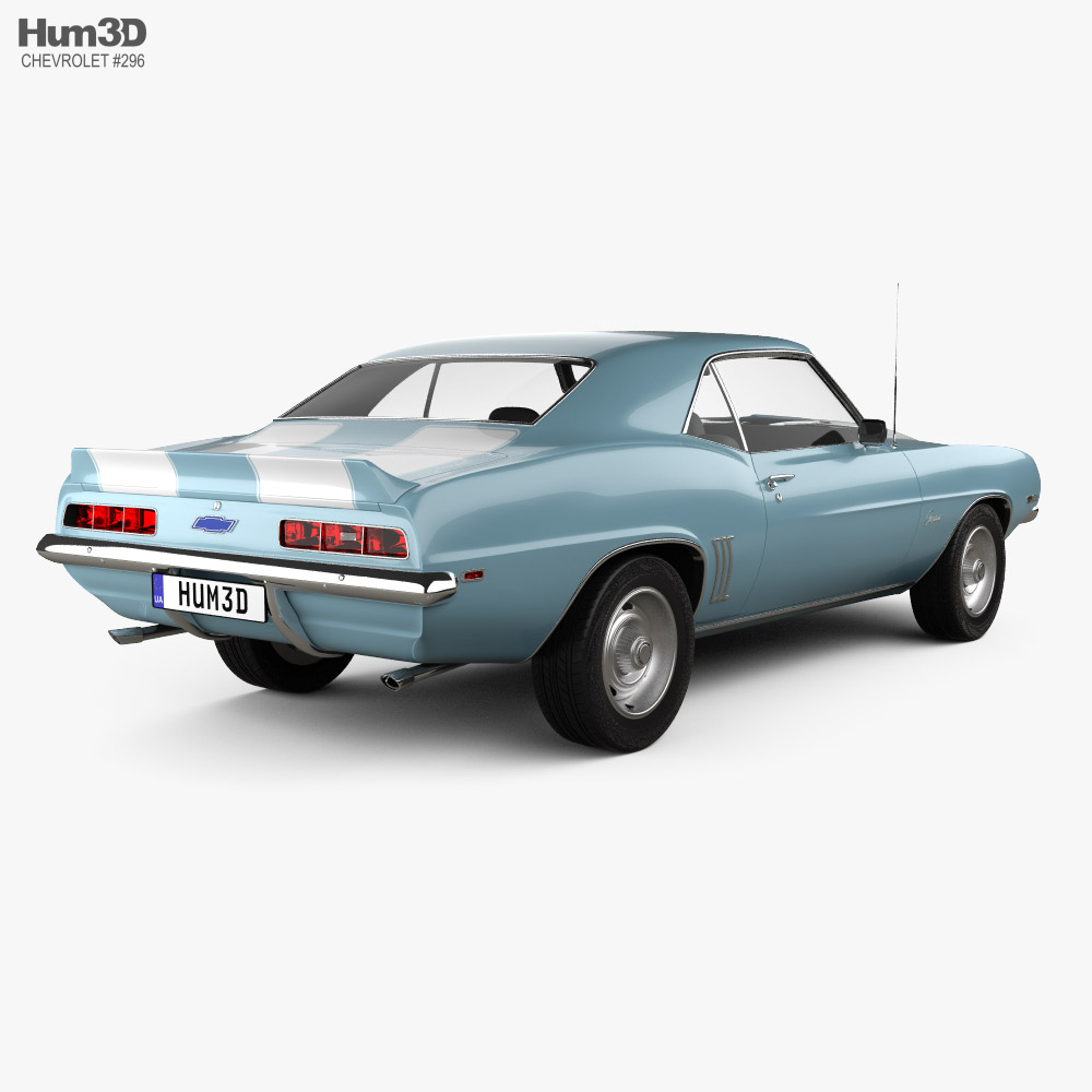 Chevrolet Camaro 350 coupe 1969 3d model back view