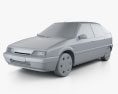 Citroen ZX 5 puertas hatchback 1991 Modelo 3D clay render