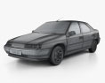 Citroen Xantia 掀背车 1994 3D模型 wire render