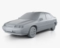 Citroen Xantia hatchback 2002 3d model clay render