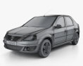 Dacia Logan 2010 3d model wire render