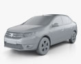 Dacia Logan II 세단 2016 3D 모델  clay render