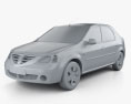 Dacia Logan with HQ interior 2008 3d model clay render
