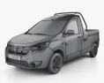 Dacia Dokker PickUp 2021 3D模型 wire render