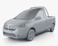 Dacia Dokker PickUp 2021 3Dモデル clay render