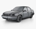 Daewoo LeMans (Nexia, Cielo, Racer) 轿车 1996 3D模型 wire render