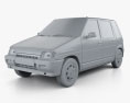 Daewoo Tico 2001 3d model clay render