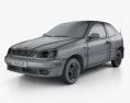 Daewoo Lanos 3-Türer 1997 3D-Modell wire render