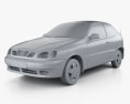 Daewoo Lanos 3 porte 1997 Modello 3D clay render