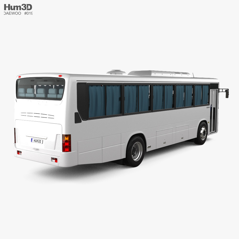 Daewoo BS106 Bus with HQ interior 2021 3d model back view